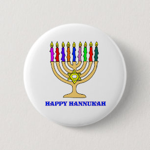Glücklicher Chanukah Menorah Knopf Button