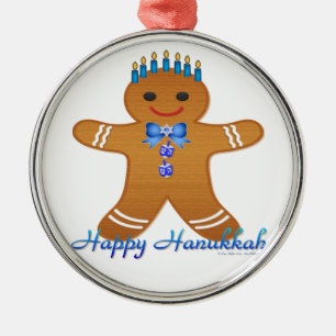 Glücklicher Chanukka-Gingerbread-Mann-Menora Ornament Aus Metall