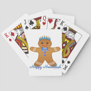 Glücklicher Chanukka-Gingerbread-Mann-Menora Spielkarten