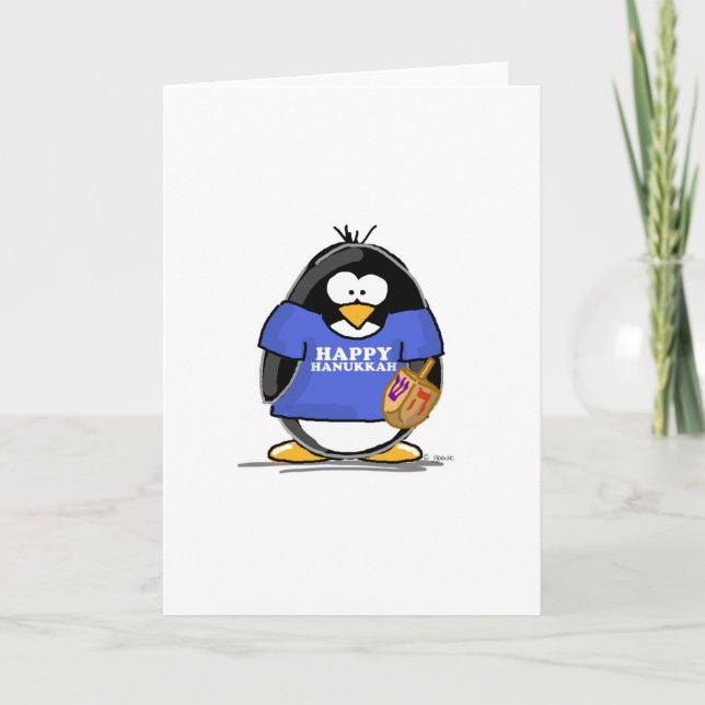 Glücklicher Chanukka-Pinguin Feiertagskarte (Vorderseite)