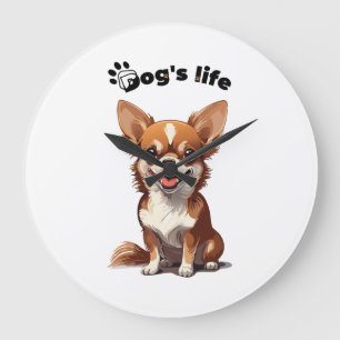 Glücklicher Chihuahua � Hübsches Design für Hunde- Große Wanduhr