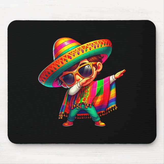 Glücklicher cinco de mayo dabbing Junge Mann mexik Mousepad (Vorne)