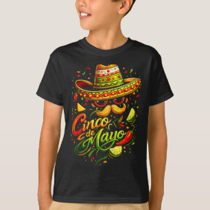 Glücklicher cinco de mayo Schnurrbart Gesicht Sonn T-Shirt