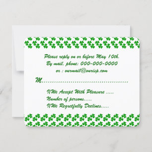 Glücklicher Clover Wedding Invitation Response Car RSVP Karte
