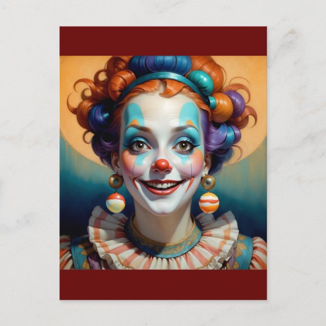 glücklicher Clown Postkarte (Vorderseite)