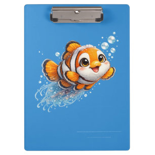 Glücklicher Clownfisch Tropische Meer Lebens Illus Klemmbrett