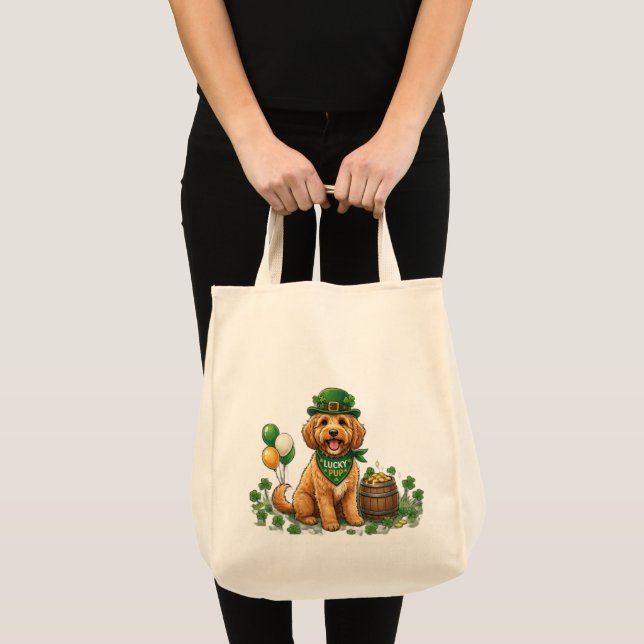 Glücklicher Cockapoo St. Patrick's Day Tragetasche (Vorderseite (Produkt))