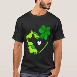 Glücklicher Corgi Shamrock Herzform St Patricks C T-Shirt