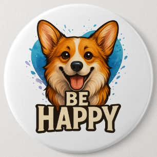 Glücklicher Corgi Süßer Hund Liebhaber Design für Button