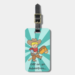Glücklicher Cowboy auf Abenteuer Gepäckanhänger