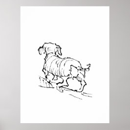 Glücklicher Dachshund – Illustration eines Dackels Poster