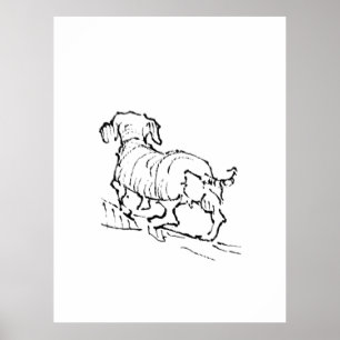 Glücklicher Dachshund – Illustration eines Dackels Poster