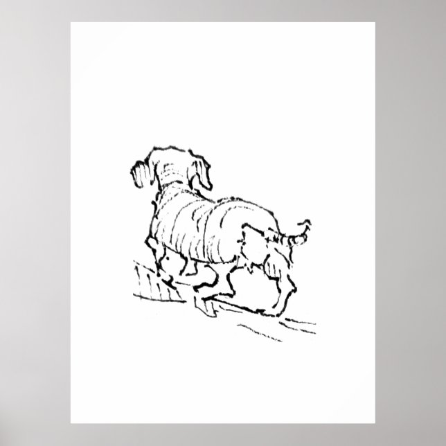 Glücklicher Dachshund – Illustration eines Dackels Poster (Vorne)