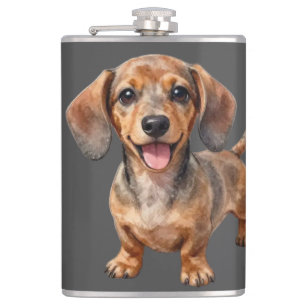 Glücklicher Dachshund-Welpe Flachmann