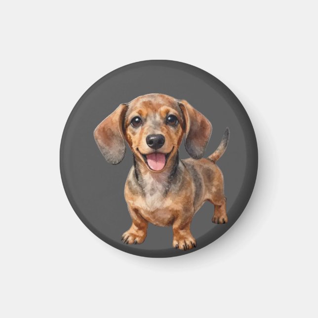 Glücklicher Dachshund-Welpe Magnet (Vorne)