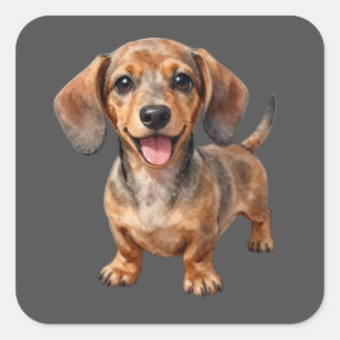 Glücklicher Dachshund-Welpe Quadratischer Aufkleber