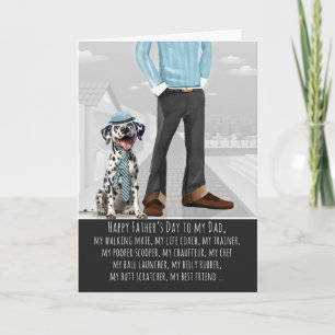 Glücklicher dalmatinischer Hund und Papa Lustiger Feiertagskarte