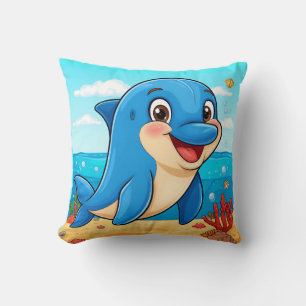 🐬 Glücklicher Delfin springt durch Wellen 🌊✨ Kissen