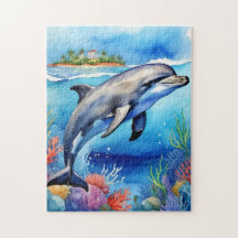 Glücklicher Delfin Tropischer Ozean Korallenstrand