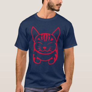 Glücklicher die Katzen-T - Shirt der Männer (rot
