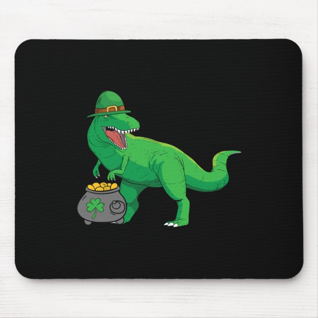 Glücklicher Dino-Saurier St. Patricks Tag Lustiger Mousepad (Vorne)