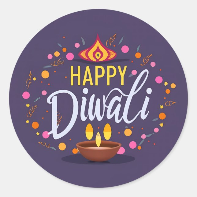 glücklicher Diwali Runder Aufkleber (Vorderseite)
