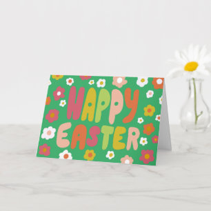 GLÜCKLICHER EASTER Bubble Letters farbenfrohe Früh Karte