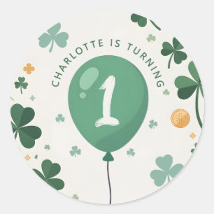 Glücklicher Eins 1. Geburtstag St. Patricks Day Kl Runder Aufkleber