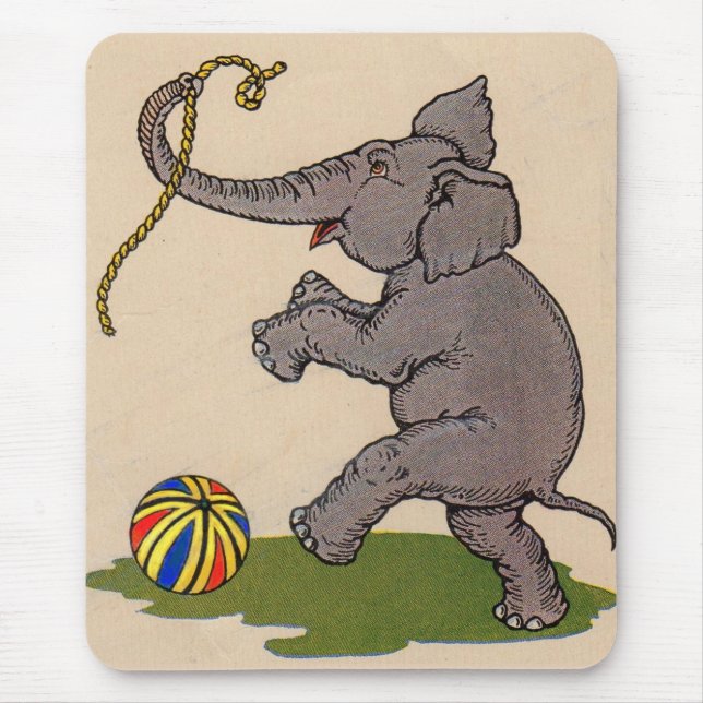 glücklicher Elefant, der mit Seil und Ball spielt Mousepad (Vorne)
