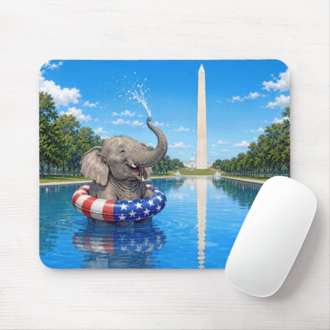 Glücklicher Elefant im Reflektionsbecken Mousepad (Mit Mouse)