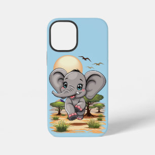 Glücklicher Elefantenbaby-Sprung in der afrikanisc iPhone 12 Mini Hülle