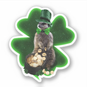 Glücklicher Erdmännchen St. Patrick's Day Aufkleber