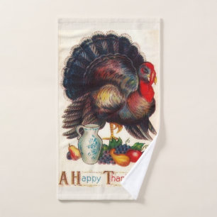Glücklicher Erntedank die Vintage Türkei Handtuch