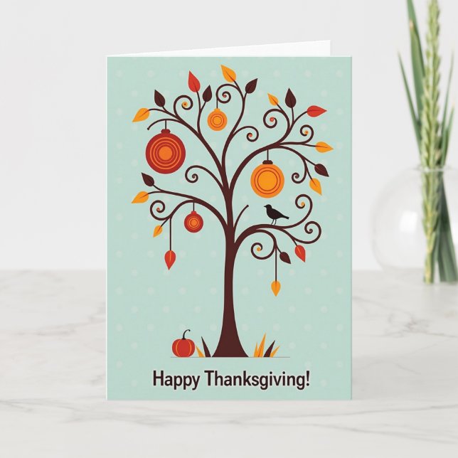 Glücklicher Erntedankbaum Karte (Vorderseite)