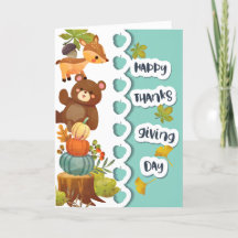 Glücklicher Erntedanktag mit Chipmunk & Bear Card