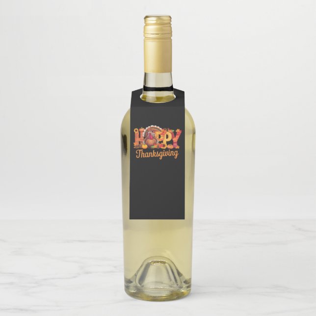 Glücklicher Erntedanktruthühner Fall Flaschenanhänger (Auf Flasche)