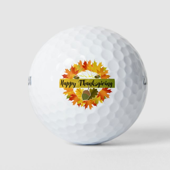 "Glücklicher Erntedankwürdiger Kranz, Acorn Golf B Golfball (Vorderseite)