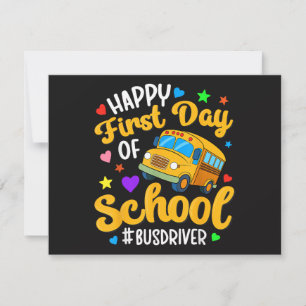 Glücklicher erster Schultag Busfahrer Back to Scho Dankeskarte