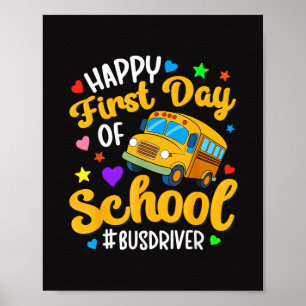 Glücklicher erster Schultag Busfahrer Back to Scho Poster