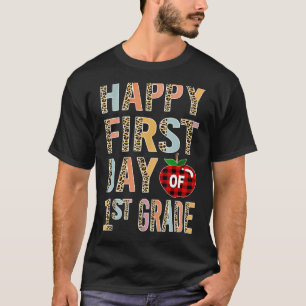 Glücklicher erster Schultag erster Klasse Leopard- T-Shirt