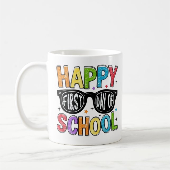 🌈 📚 glücklicher Erster Schultag Kaffeetasse (Links)