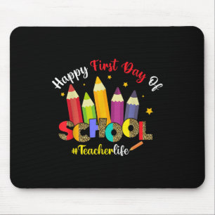 Glücklicher erster Schultag Lehrer Leben Leopard S Mousepad