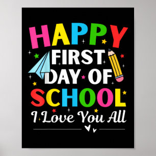 Glücklicher erster Schultag Zurück zur Schule Lehr Poster