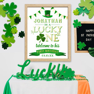 Glücklicher Erster St. Patrick's Day Geburtstag Wi Foliendrucke