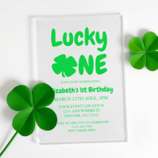Glücklicher Erster St. Patrick's Day zum 1. Geburt Acryleinladungen