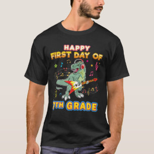 Glücklicher erster Tag 7. Klasse siebten Dinosauri T-Shirt