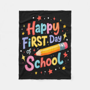 Glücklicher erster Tag der Schule Bleistift Niedli Fleecedecke