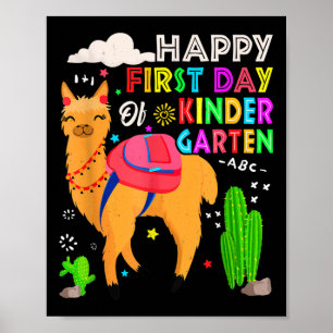 Glücklicher erster Tag im Kindergarten Lama Kinder Poster