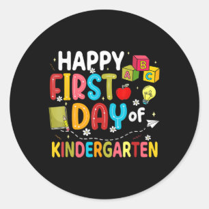 Glücklicher erster Tag im Kindergarten Zurück zur Runder Aufkleber