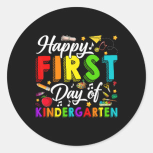 Glücklicher erster Tag im Kindergarten Zurück zur Runder Aufkleber